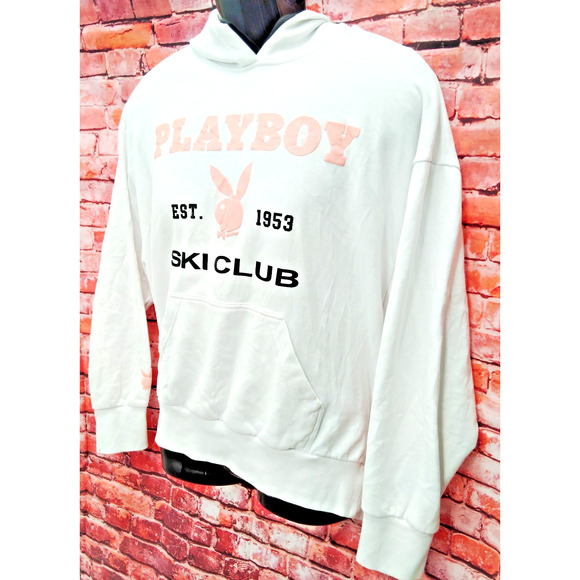 Playboy Unisex White Cotton Hoodie Size S Regular Fit - Picture 4 of 8